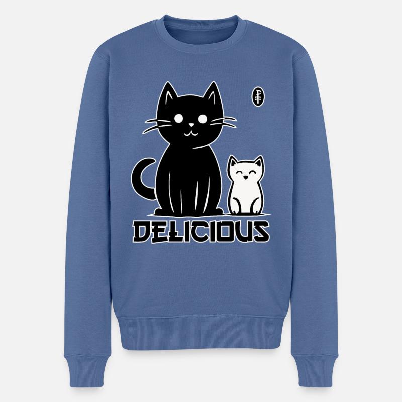 Leckere niedliche Katzen - Männer Premium Bio Pullover - Taubenblau