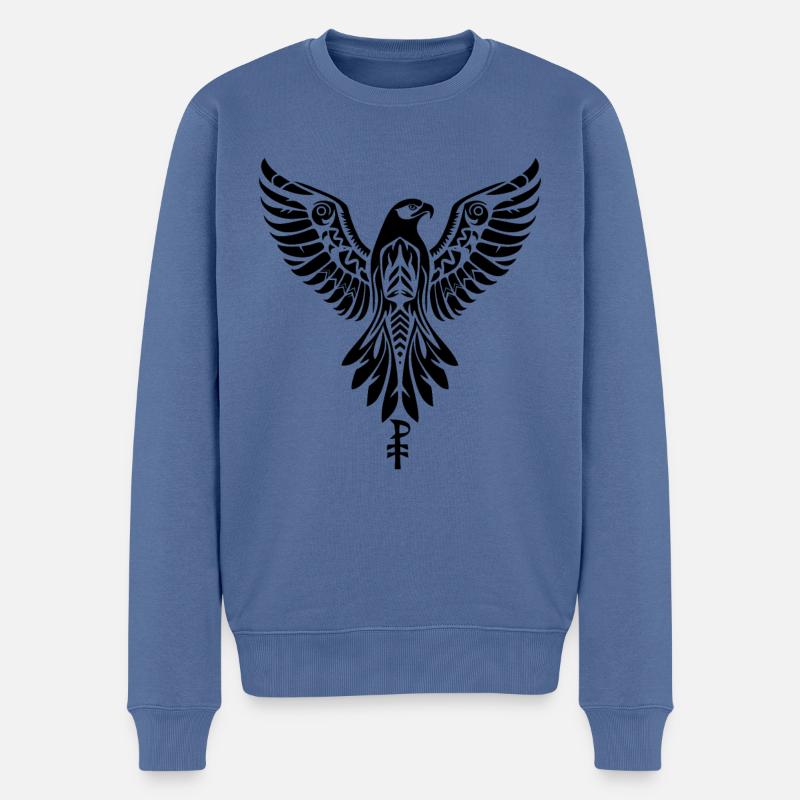 Emblem eines Raubvogels oder Adlers - Männer Premium Bio Pullover - Taubenblau