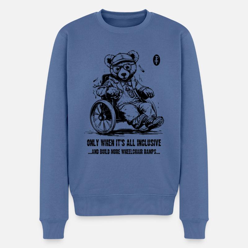 Der Alles-Inklusive Rollstuhl-Bär - Männer Premium Bio Pullover - Taubenblau