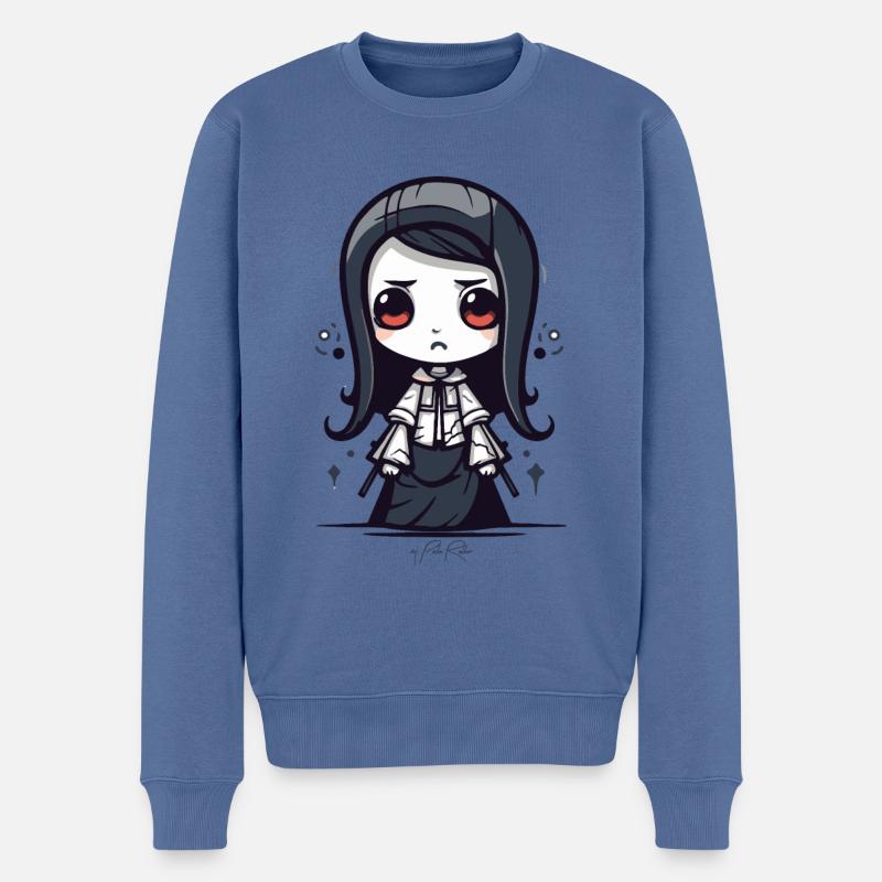 Chibi Japanisches Samurai-Mädchen - Männer Premium Bio Pullover - Taubenblau