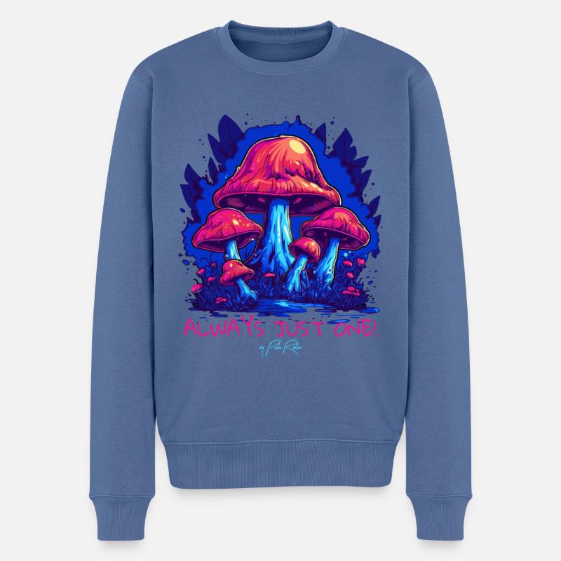 Immer nur ein Pilz - Männer Premium Bio Pullover - Taubenblau