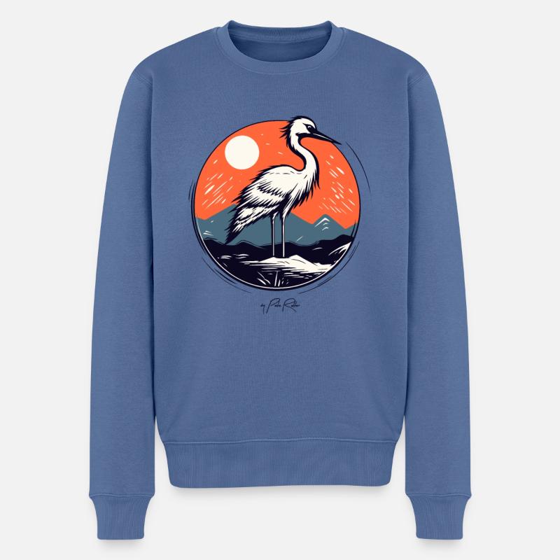 Der Kranich Vogel - Männer Premium Bio Pullover - Taubenblau