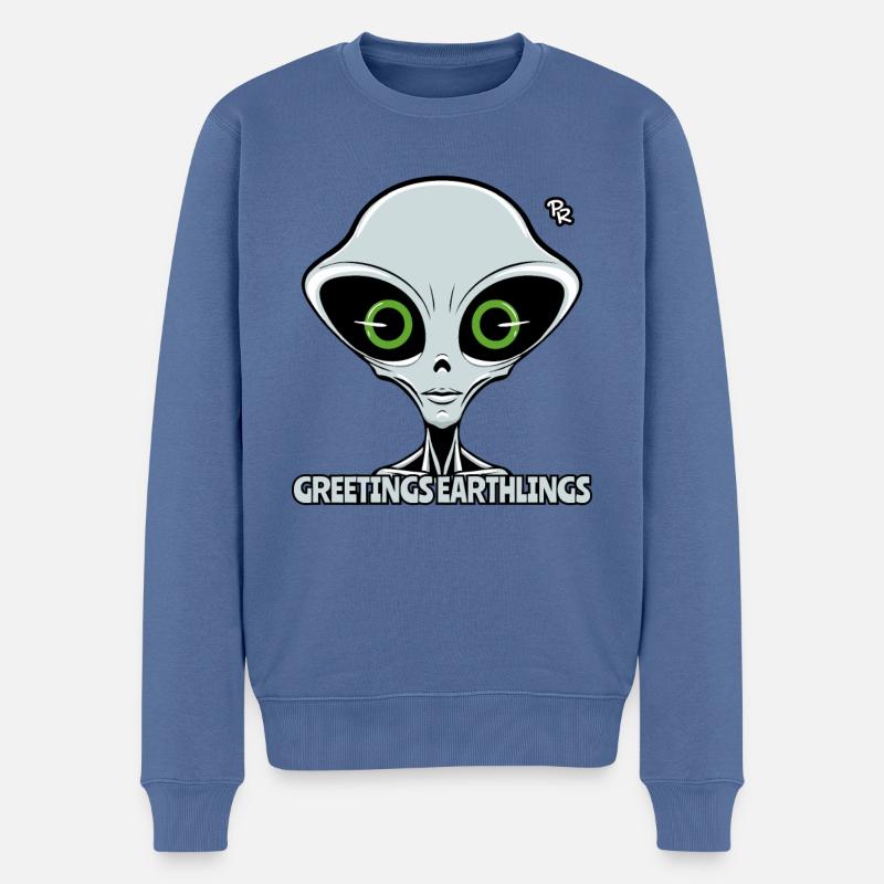 Salutations, Terriens : Extraterrestre Gris - Pull Premium bio Homme - bleu pigeon