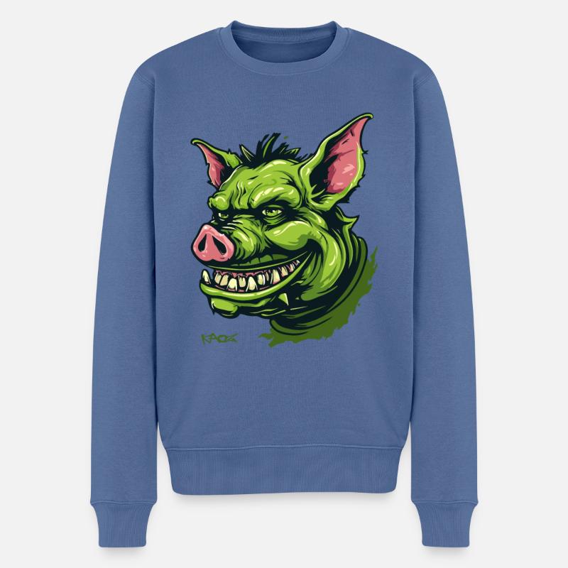 Cochon gobelin vert - Pull Premium bio Homme - bleu pigeon