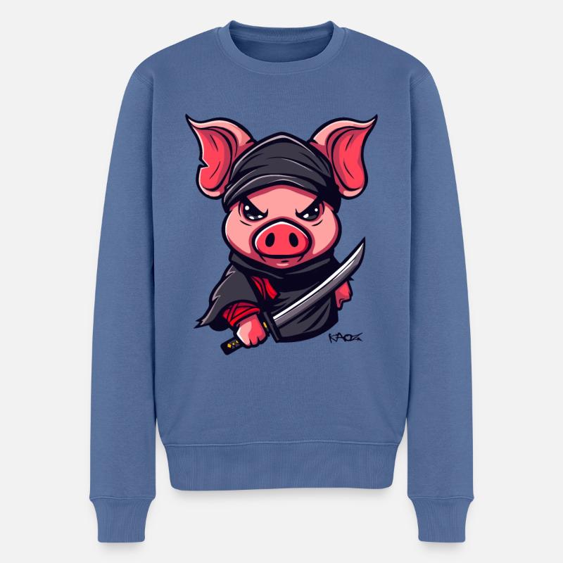 Ninja Schwein - Männer Premium Bio Pullover - Taubenblau