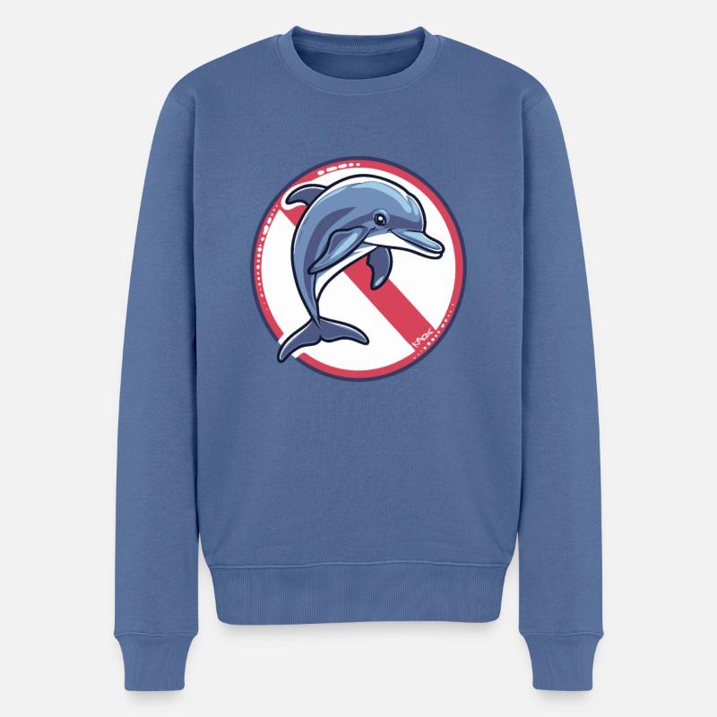 Dauphins interdits : Dauphin - Pull Premium bio Homme - bleu pigeon