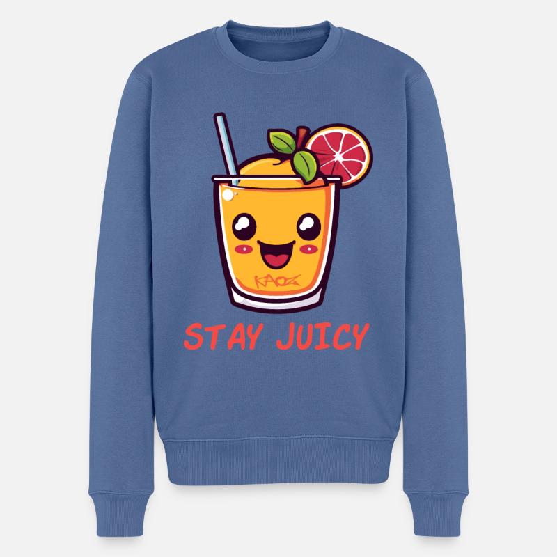 Fruchtiger Saft: bleib saftig - Männer Premium Bio Pullover - Taubenblau