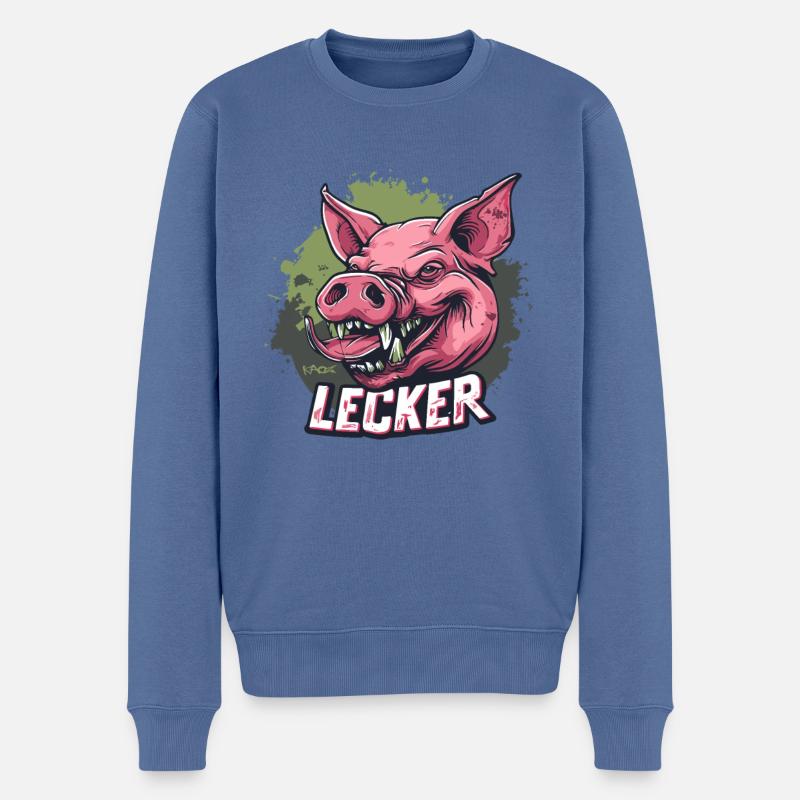 Wurst, Speck und leckerer Schweinekopf Schwein - Männer Premium Bio Pullover - Taubenblau