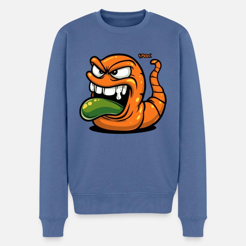 vilain, vilain, ver en colère - Pull Premium bio Homme - bleu pigeon
