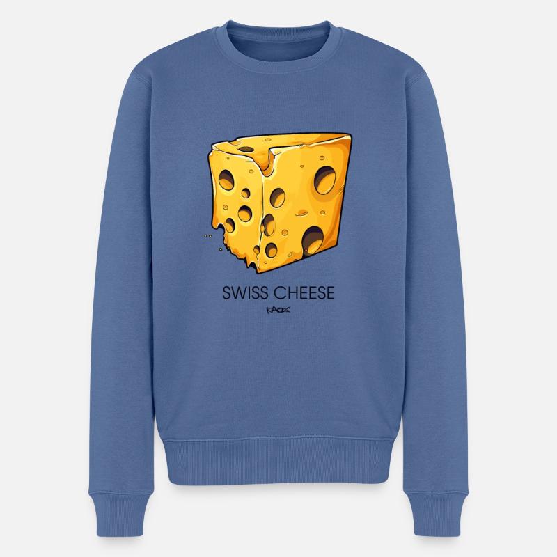 Stück Schweizer Käse - Männer Premium Bio Pullover - Taubenblau