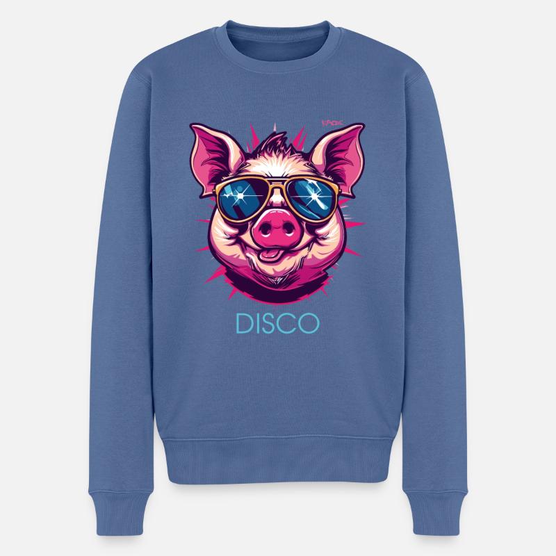 Disco Schwein - Männer Premium Bio Pullover - Taubenblau