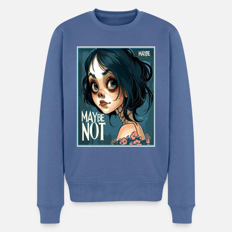 Comic Anime Mädchen, vielleicht, vielleicht nicht - Männer Premium Bio Pullover - Taubenblau