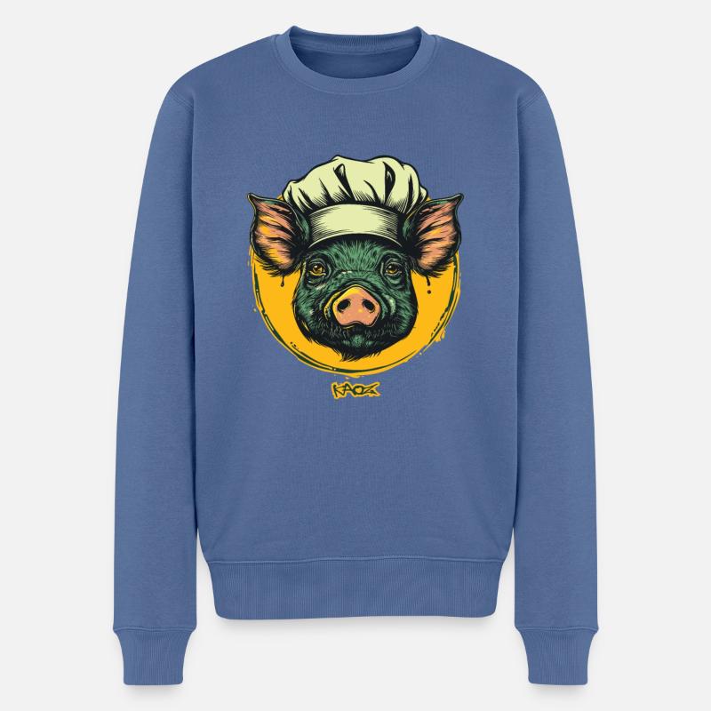 Cuisines Cuisinier Chef Cochon - Pull Premium bio Homme - bleu pigeon