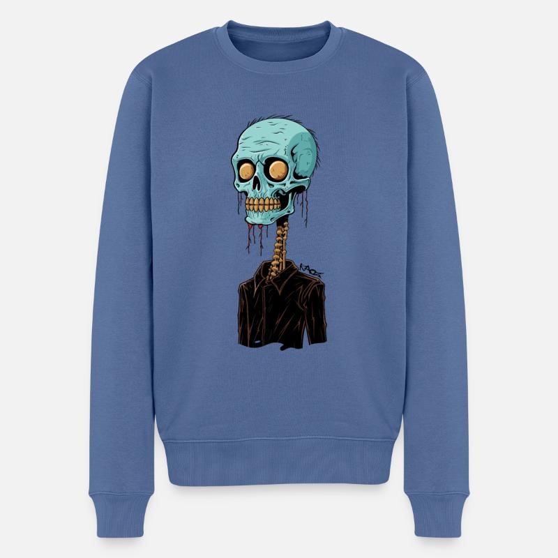 Interview crâne, squelette, zombie - Pull Premium bio Homme - bleu pigeon