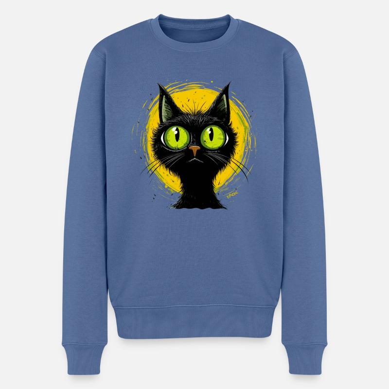Cool Cartoon Cat Cat - Pull Premium bio Homme - bleu pigeon