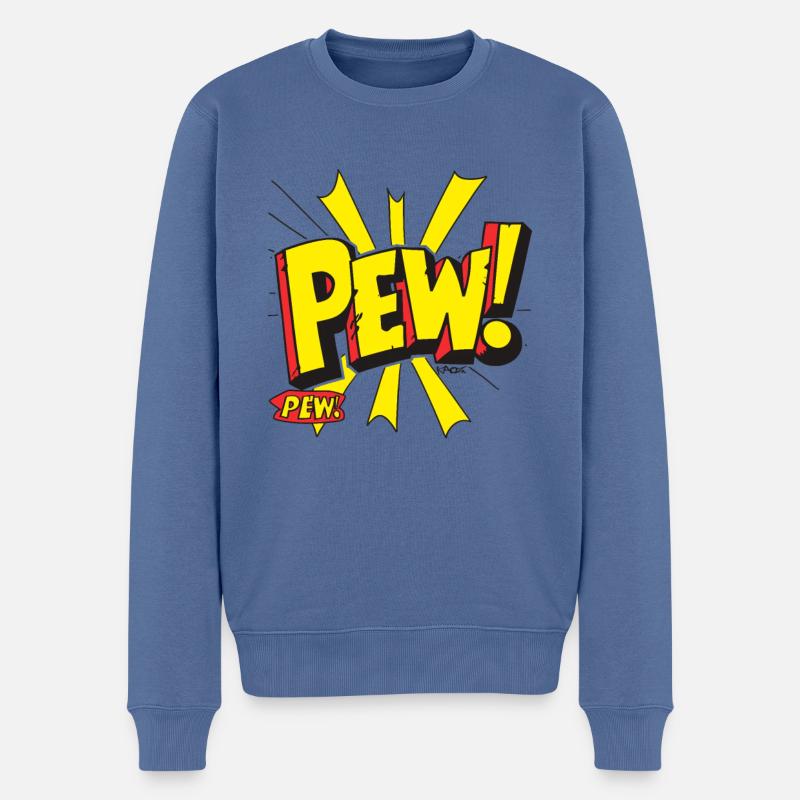 Cartoon Comic: Pew Pew - Männer Premium Bio Pullover - Taubenblau