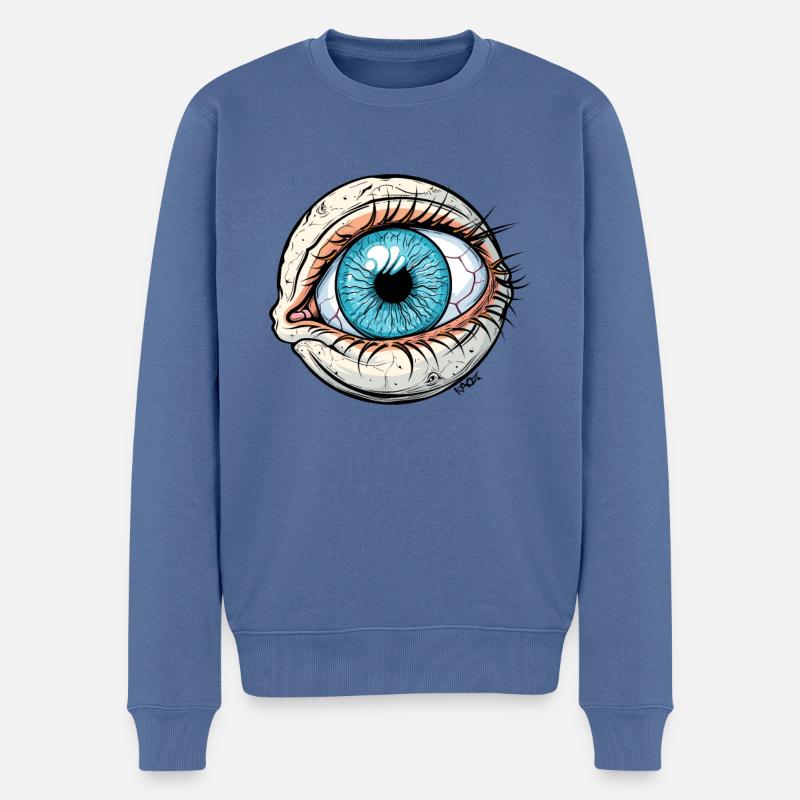 Un œil énorme, méfiez-vous ! - Pull Premium bio Homme - bleu pigeon