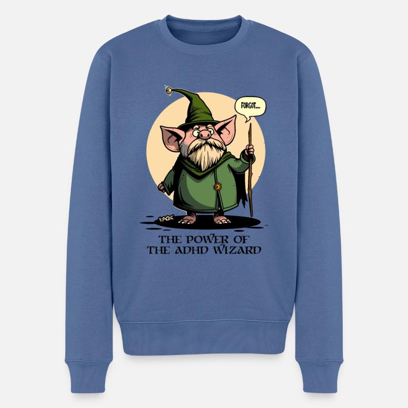 La puissance de l’assistant TDAH - Pull Premium bio Homme - bleu pigeon