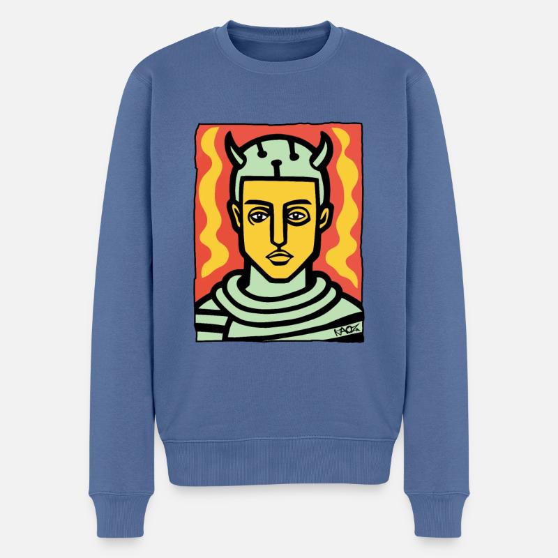 Anime Wikinger Ritter - Männer Premium Bio Pullover - Taubenblau