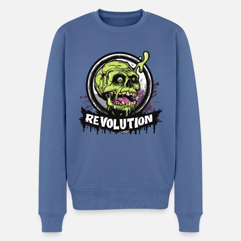 Crâne de zombie Crâne : Révolution - Pull Premium bio Homme - bleu pigeon