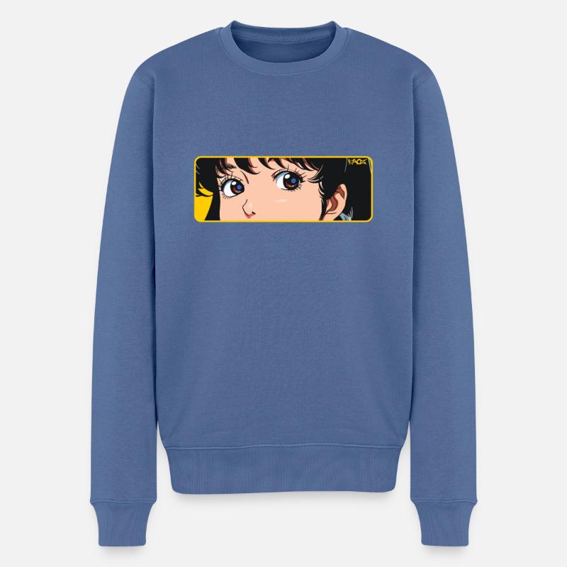Fille d’anime rêveuse - Pull Premium bio Homme - bleu pigeon