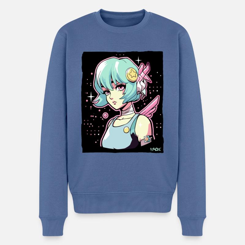 Coole Anime Sci-Fi-Cyborg-Mädchen - Männer Premium Bio Pullover - Taubenblau