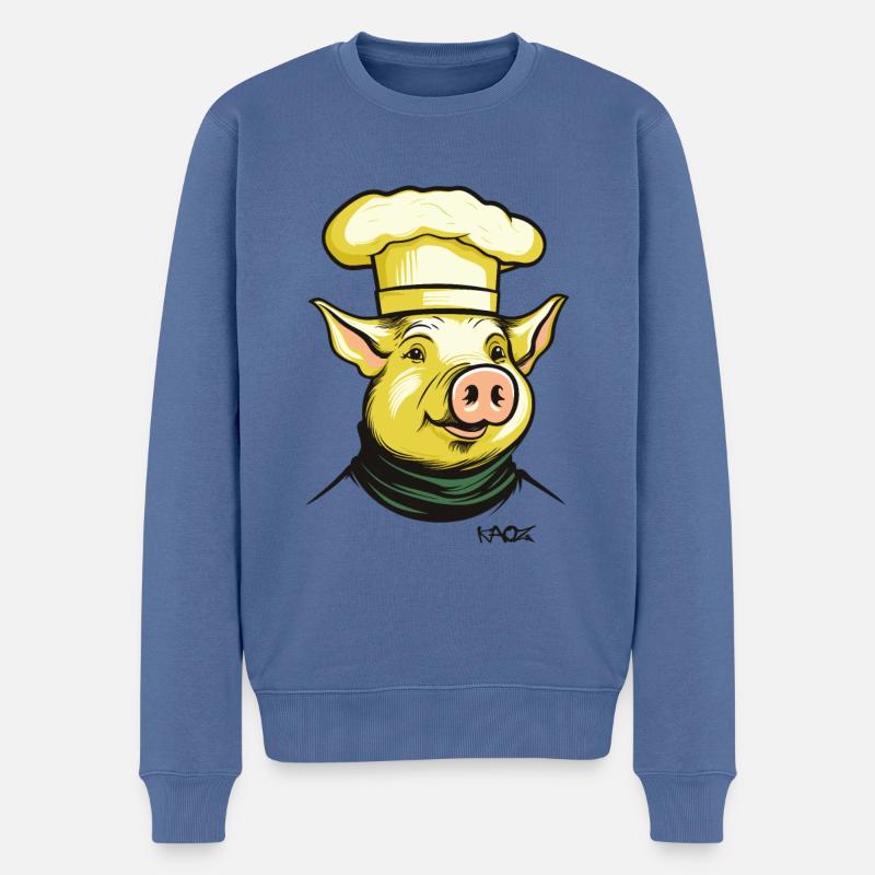 Drôle Cool Chef Cochon Chef - Pull Premium bio Homme - bleu pigeon