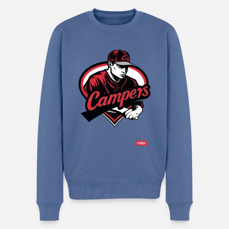 Parodie-Team von Baseball-Campern - Männer Premium Bio Pullover - Taubenblau