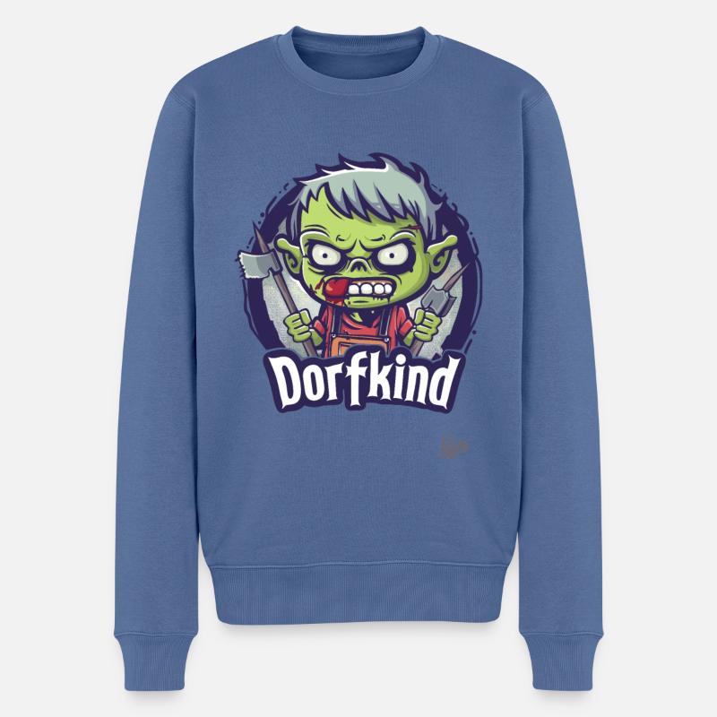 Freches Zombie Dorfkind - Männer Premium Bio Pullover - Taubenblau