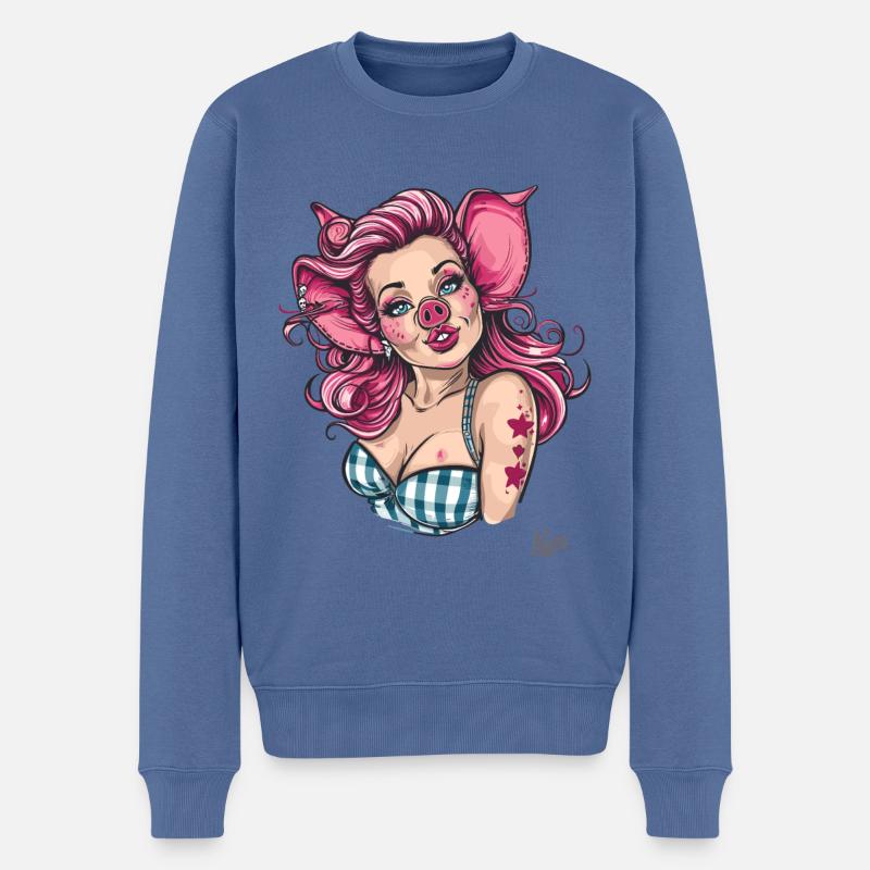 Pin-up et cochon cochon - Pull Premium bio Homme - bleu pigeon