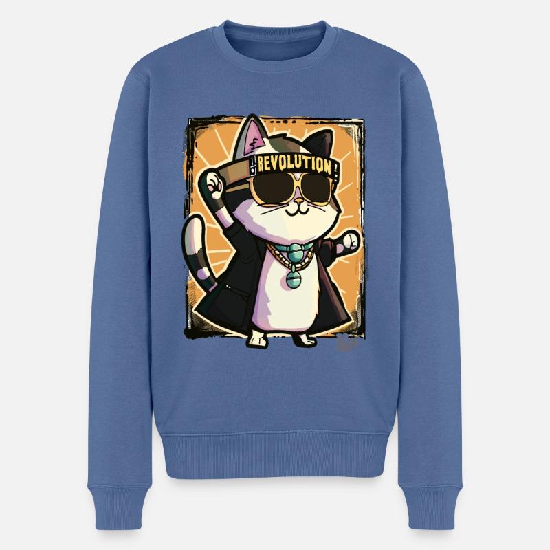 Cool Rocker Cat Revolution - Pull Premium bio Homme - bleu pigeon