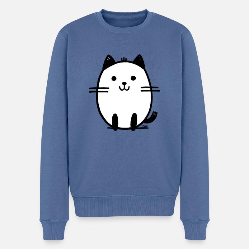 Zeichnung lustige Katze - Männer Premium Bio Pullover - Taubenblau