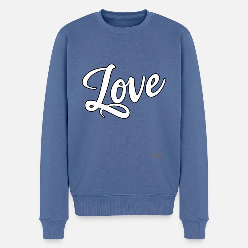Liebe - Männer Premium Bio Pullover - Taubenblau