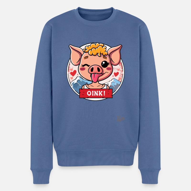 Niedliches kleines Schweinchen: OINK! - Männer Premium Bio Pullover - Taubenblau