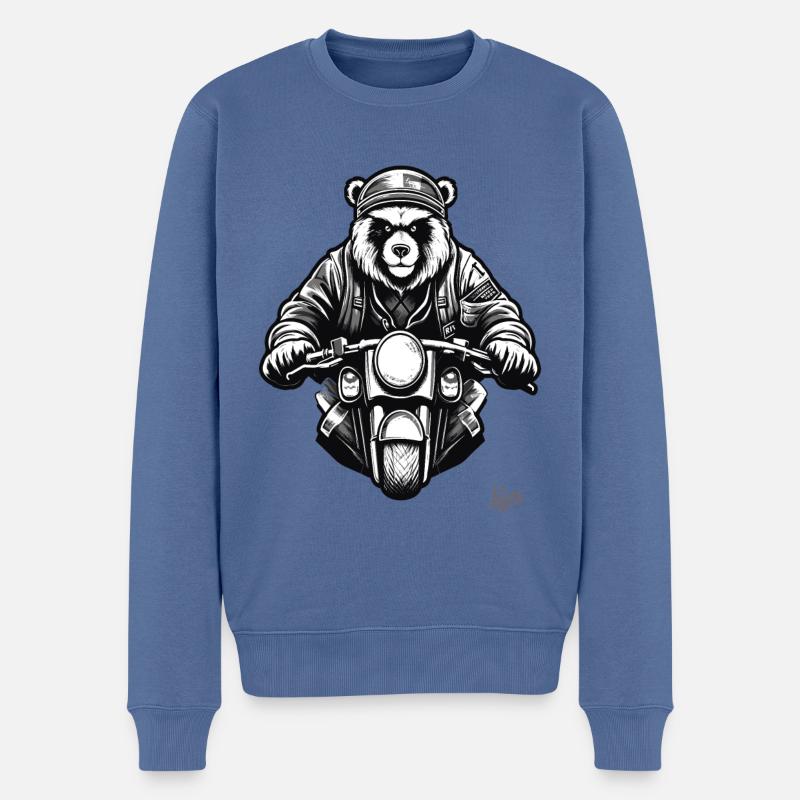 Cool Moto Biker Bear - Pull Premium bio Homme - bleu pigeon