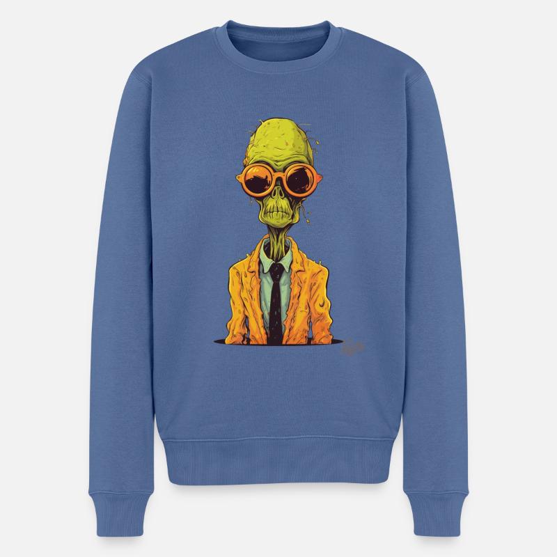 Der Alien-Zombie-Workaholic - Männer Premium Bio Pullover - Taubenblau