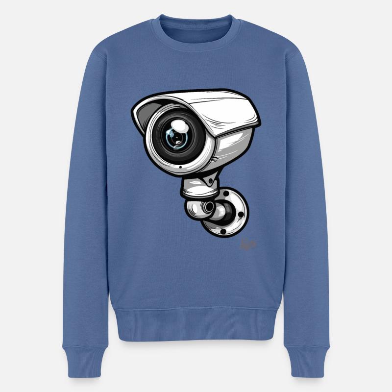 Cartoon-Überwachungskamera: Immer im Blick Kameras - Männer Premium Bio Pullover - Taubenblau