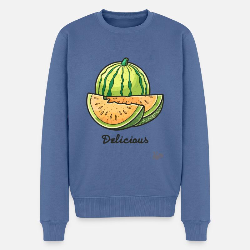 Leckere Melonen Früchte - Männer Premium Bio Pullover - Taubenblau