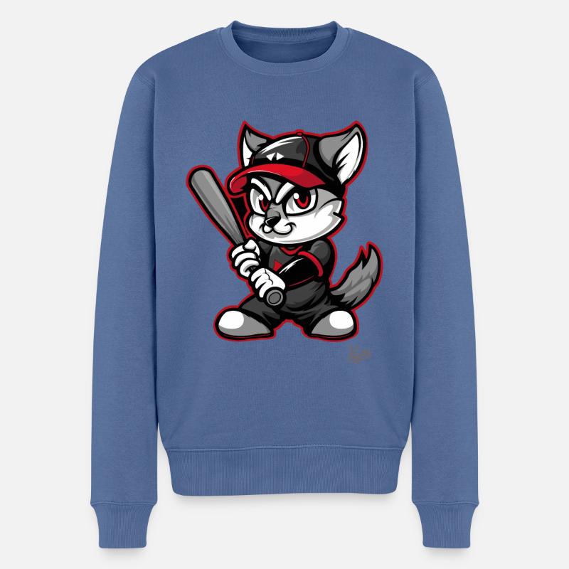 Niedliches, lustiges Tier mit Baseballschläger - Männer Premium Bio Pullover - Taubenblau