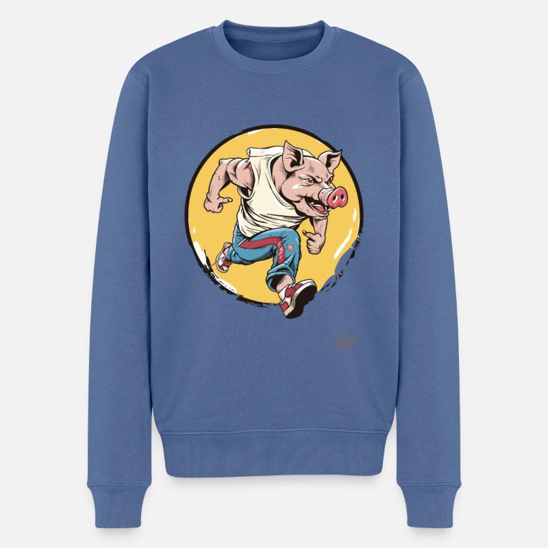 Cochon courant - Pull Premium bio Homme - bleu pigeon