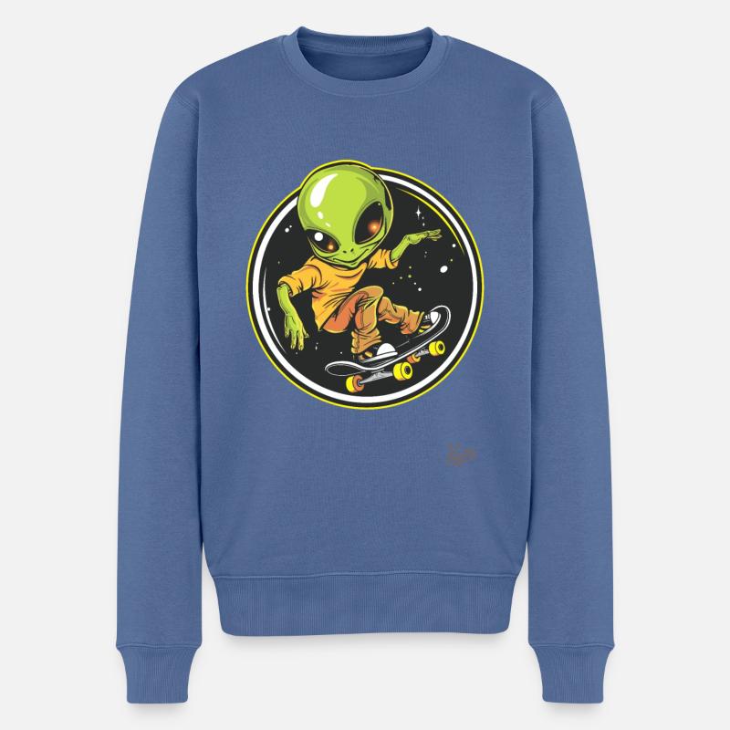 Extraterrestre du skateboard - Pull Premium bio Homme - bleu pigeon