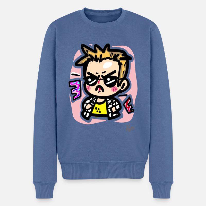 Cooler kleiner Junge - Männer Premium Bio Pullover - Taubenblau