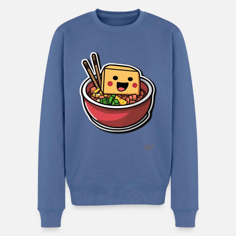 Super Witziger Pixel Tofu Ramen - Männer Premium Bio Pullover - Taubenblau