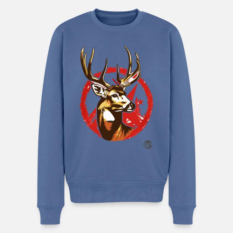 Sowjetisch-Kommunistisch: Propaganda Hirsch - Männer Premium Bio Pullover - Taubenblau