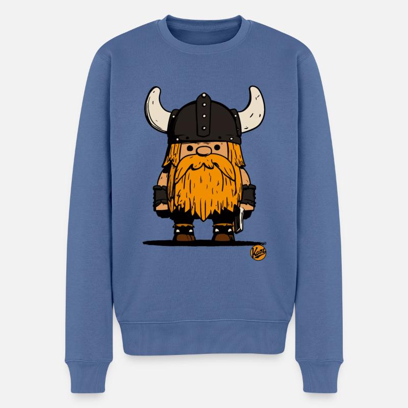 Kleiner Gnom Krieger Wikinger - Männer Premium Bio Pullover - Taubenblau
