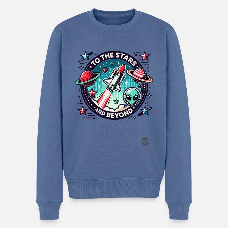 Auf zu den Sternen und darüber hinaus - Weltraum - Männer Premium Bio Pullover - Taubenblau