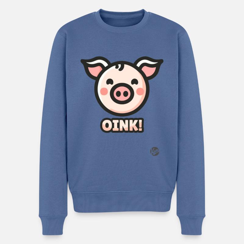 Petit cochon le cochon Oink - Pull Premium bio Homme - bleu pigeon