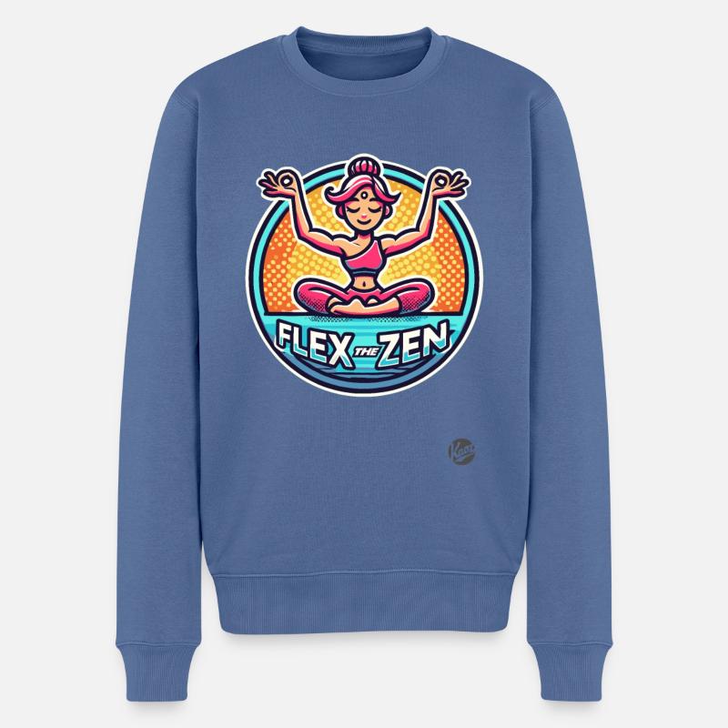 Flexe le Zen, Yoga - Pull Premium bio Homme - bleu pigeon