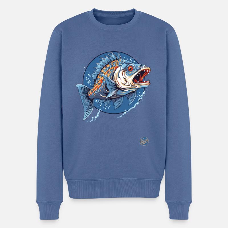 Le poisson monstre effrayant - Pull Premium bio Homme - bleu pigeon