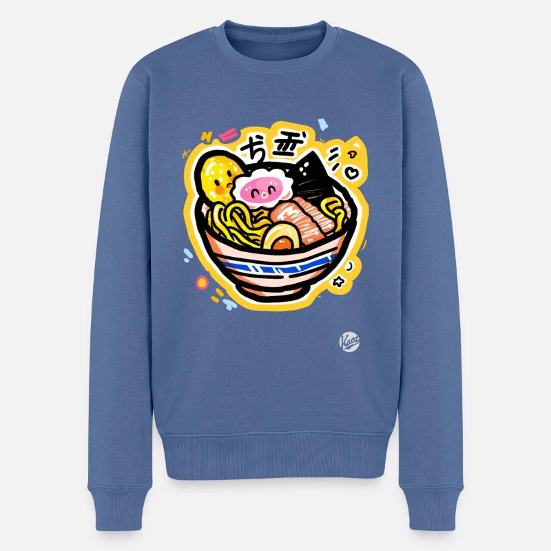 Süßes Kawaii Ramen - Männer Premium Bio Pullover - Taubenblau